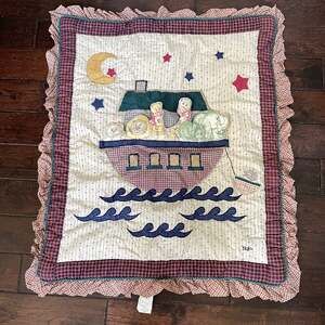 Noahs Ark Baby Comforter Blanket Quilt NoJo Ruffled Edge Unisex Crib Neutral